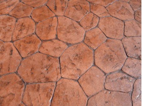 Stone texture on stamped concrete